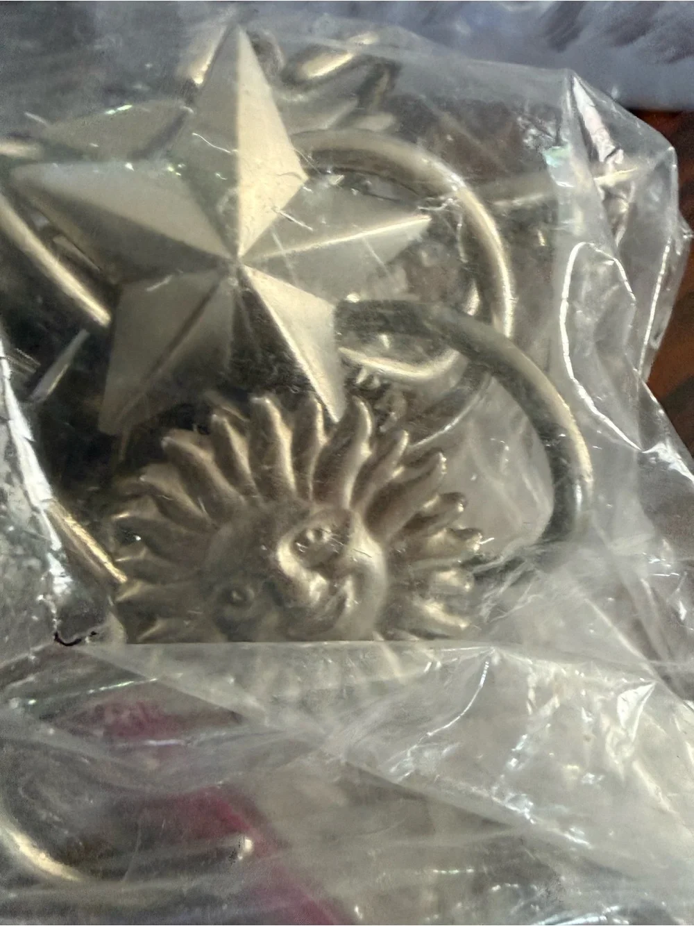 Silver Star & Ring Keychain Lot with Clear Plastic Rings